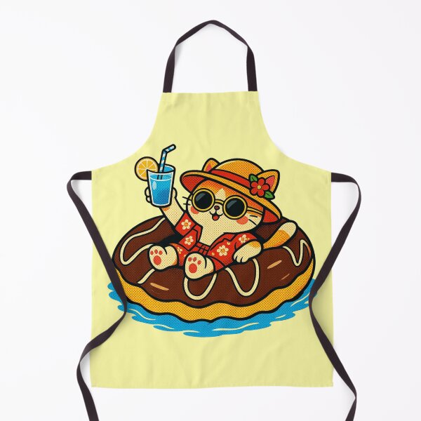 Item preview, Cute Cat on Chocolate Donut Float | Summer Kawaii Cat Vacation designed and sold by Eathusiast.