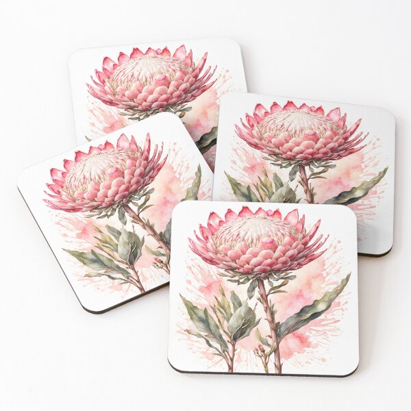 Item preview, Protea Flower Watercolor Painting designed and sold by RawNaturePrints.