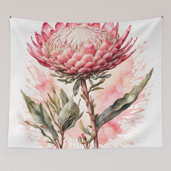 Item preview, Protea Flower Watercolor Painting designed and sold by RawNaturePrints.