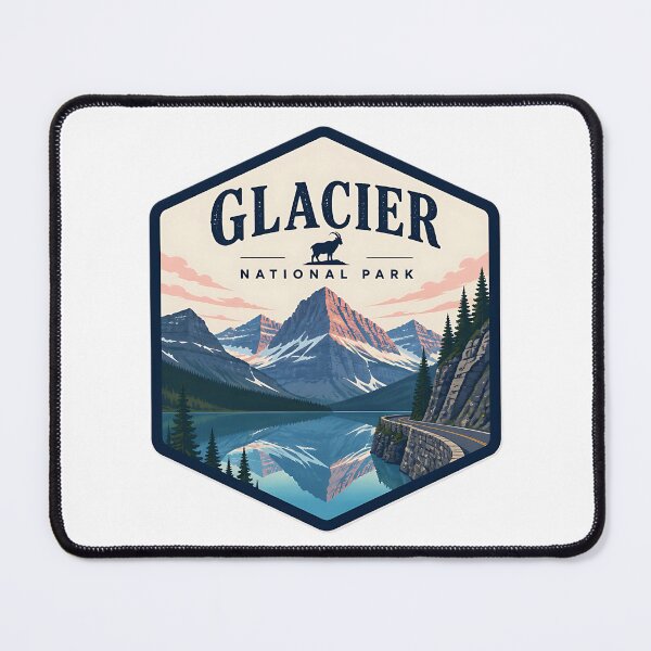Item preview, Glacier National Park Vintage Hiking Travel Badge designed and sold by TravelersGems.