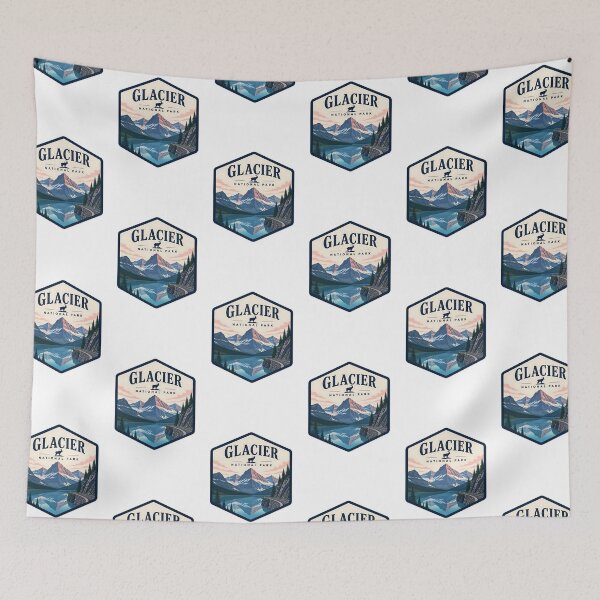 Item preview, Glacier National Park Vintage Hiking Travel Badge designed and sold by TravelersGems.