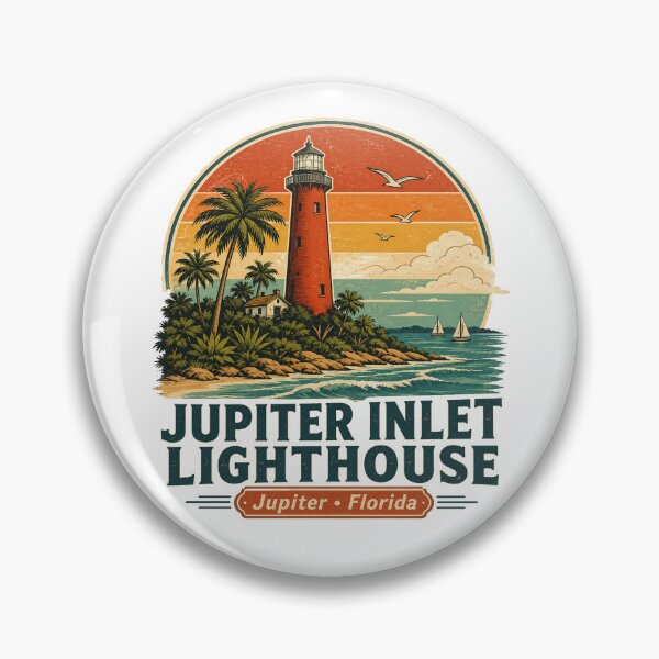 Artikelvorschau, Jupiter Inlet Leuchtturm Florida Vintage Retro Reise-Shirt | Küsten-Souvenir für den Sonnenuntergang am Strand entworfen und verkauft von Globalcitytees.