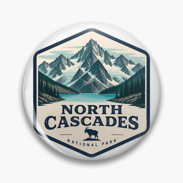 Item preview, North Cascades National Park Vintage Hiking Travel Badge designed and sold by TravelersGems.