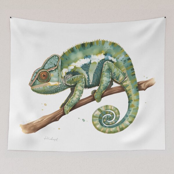 Item preview, Chameleon Watercolor Painting designed and sold by RawNaturePrints.