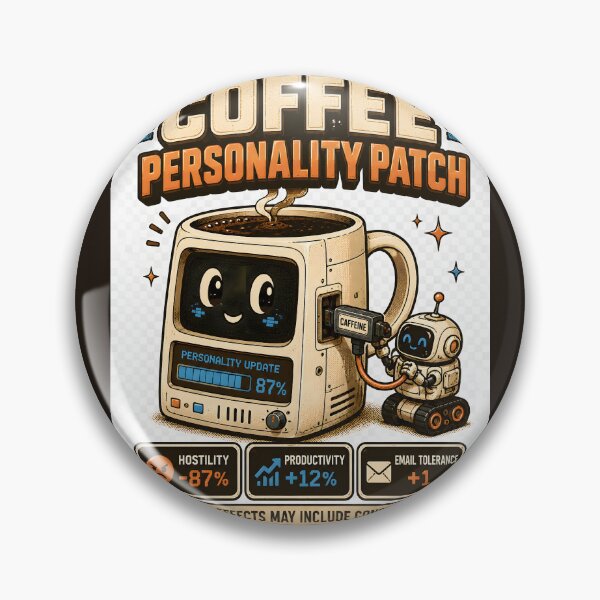 Item preview, Coffee Personality Patch - Retro Caffeine Robot designed and sold by MustHaveVibes.