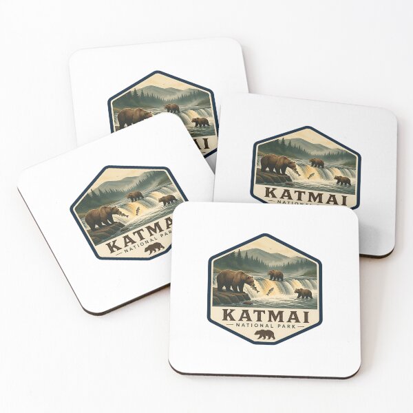 Item preview, Katmai National Park Vintage Wildlife Travel Badge designed and sold by TravelersGems.