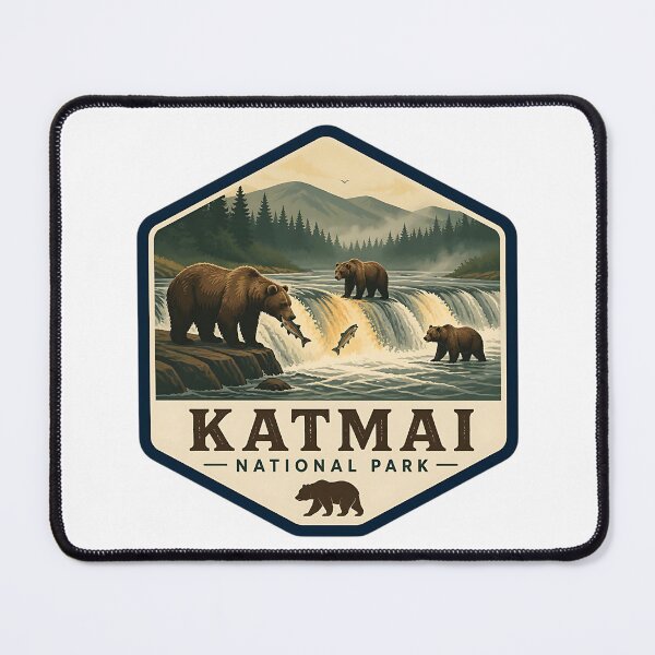 Item preview, Katmai National Park Vintage Wildlife Travel Badge designed and sold by TravelersGems.