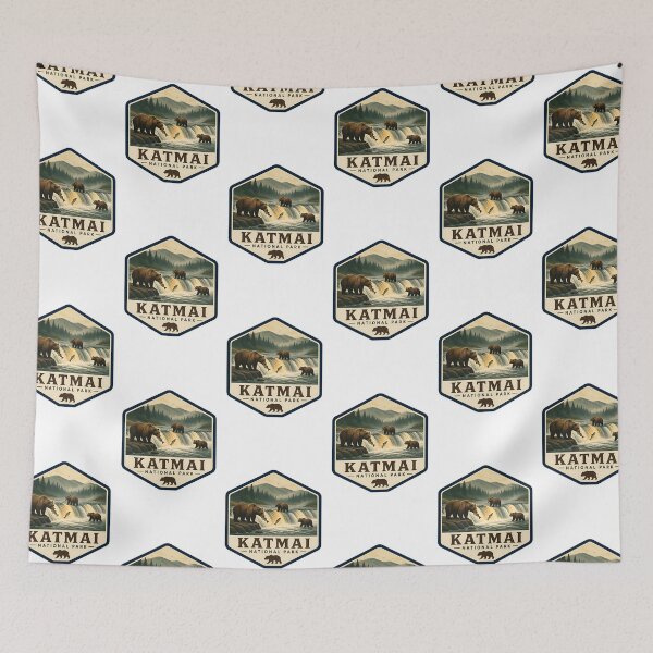 Item preview, Katmai National Park Vintage Wildlife Travel Badge designed and sold by TravelersGems.