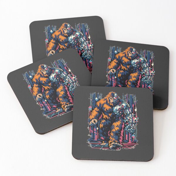 Item preview, Vintage Anime Neon Retro Glitchy Cyborg Bigfoot designed and sold by KungPowUnicorn.