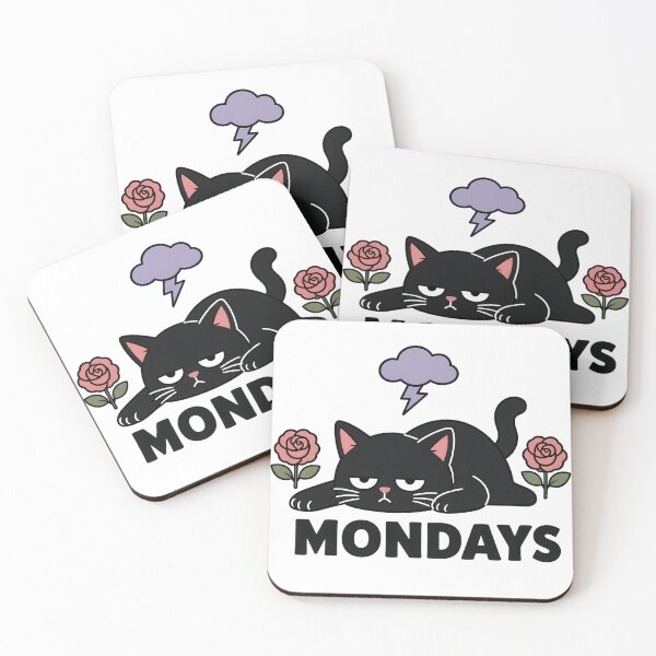 Item preview, Mondays Black Cat Lazy Storm Cloud Funny Design  designed and sold by StitchAndSnarkCo.