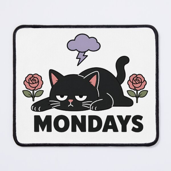 Item preview, Mondays Black Cat Lazy Storm Cloud Funny Design designed and sold by StitchAndSnarkCo.