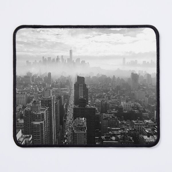 Item preview, New York City - Manhattan skyline above the clouds in fog black and white photograph designed and sold by Astrid Arkhangelsky.