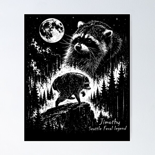 Item preview, Jimothy Seattle Local Legend Raccoon Moon Vintage Wildlife designed and sold by PixlCrypt.