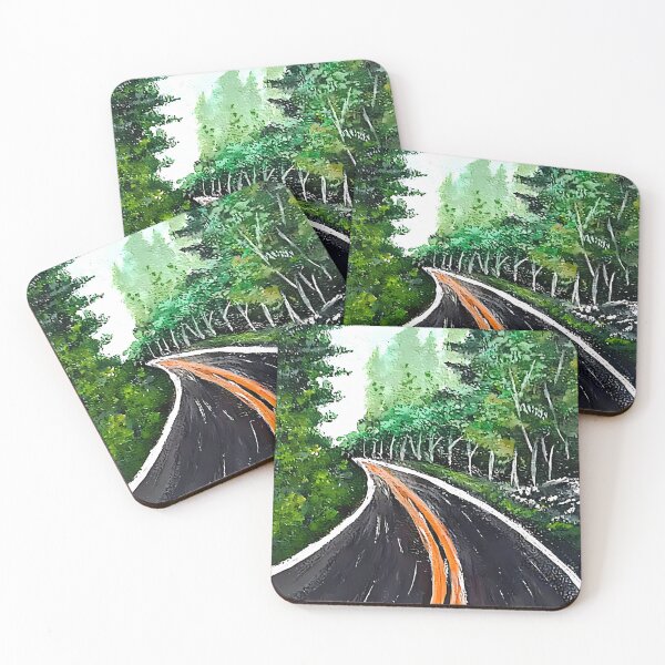 Item preview, Winding Forest Road Wintry Forest Drive Painting designed and sold by Artflix07.