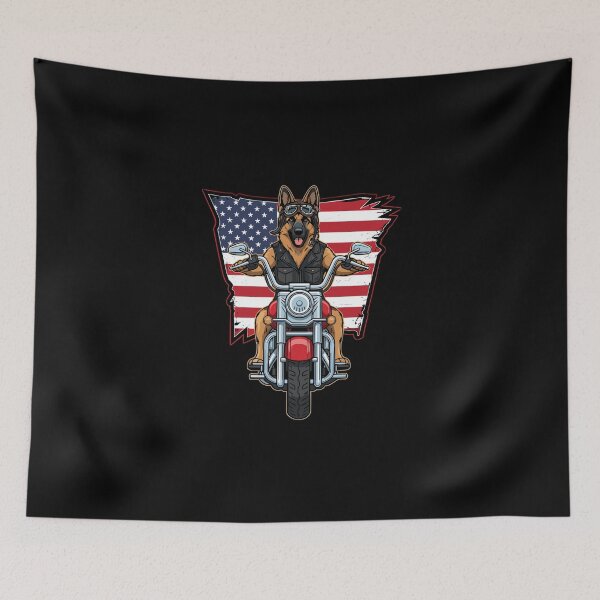 Item preview, German Shepherd Biker American Flag Motorcycle Rider Dog Lover designed and sold by PopStars1993.