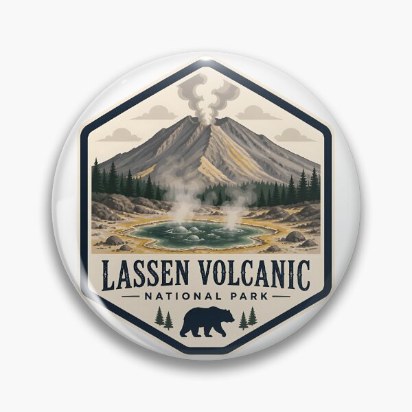 Item preview, Lassen Volcanic National Park Vintage Hiking Travel Badge designed and sold by TravelersGems.