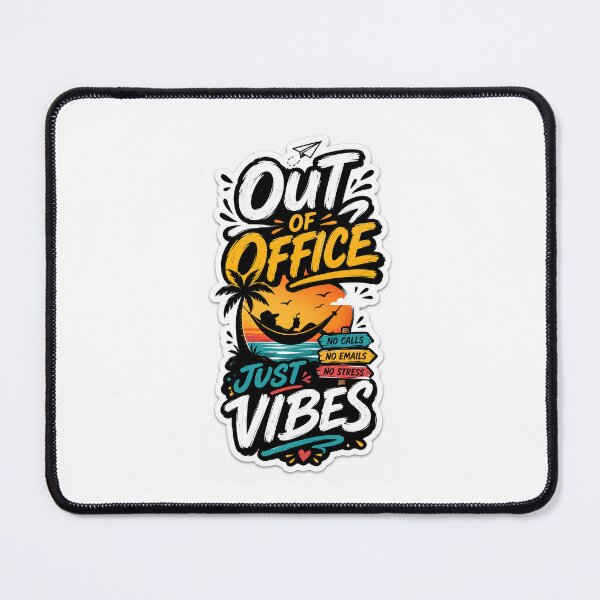 Item preview, Out of Office Just Vibes Retro Sunset Sticker designed and sold by Stickershutter.