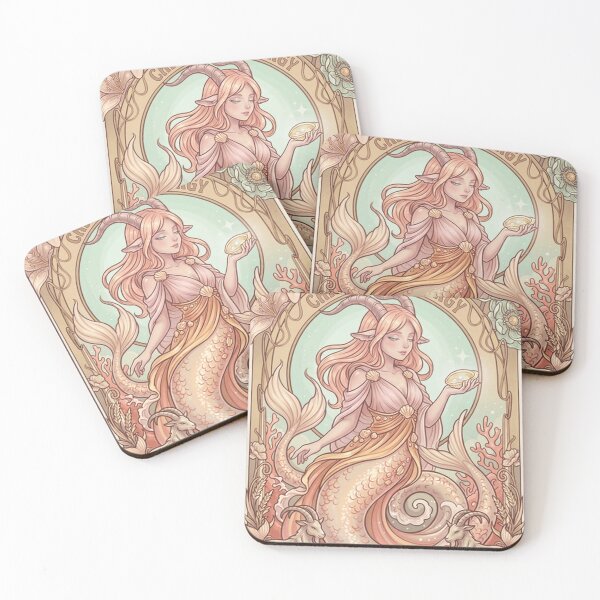 Item preview, Capricorn Energy Anime Mermaid Goddess – Zodiac Astrology Celestial Horoscope Wall Art Print designed and sold by RSDigitalPrintDesign.