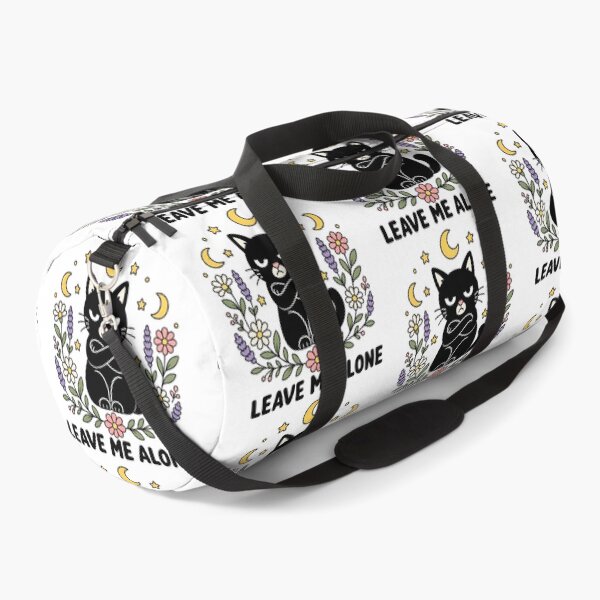 Item preview, Leave Me Alone Black Cat Witchy Moon Floral Design designed and sold by StitchAndSnarkCo.