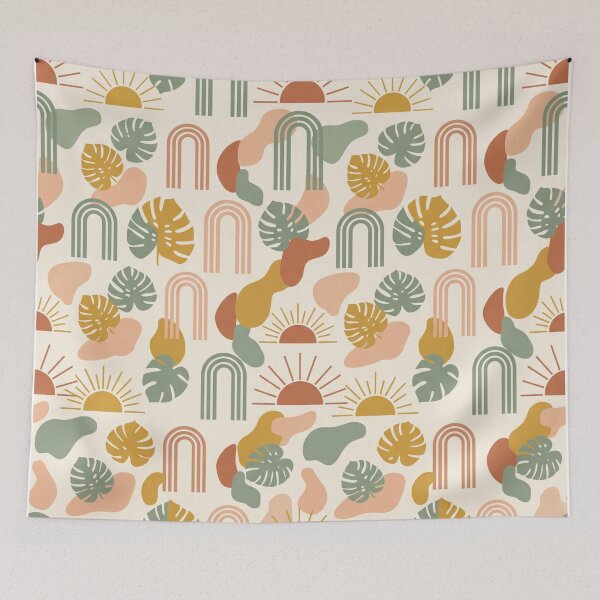 Item preview, Mid-Century Modern Boho Sun & Arch Aesthetic Pattern designed and sold by 0Zetgest.