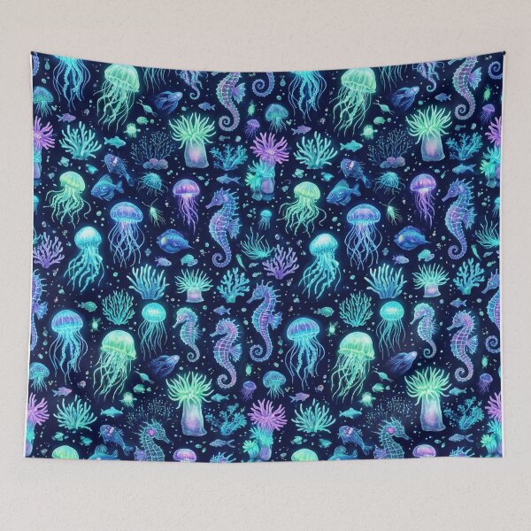 Item preview, Glowing Bioluminescent Jellyfish & Deep Sea Magic Pattern designed and sold by 0Zetgest.