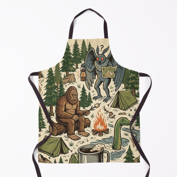 Item preview, Funny Bigfoot & Mothman Camping Cryptid Pattern designed and sold by 0Zetgest.