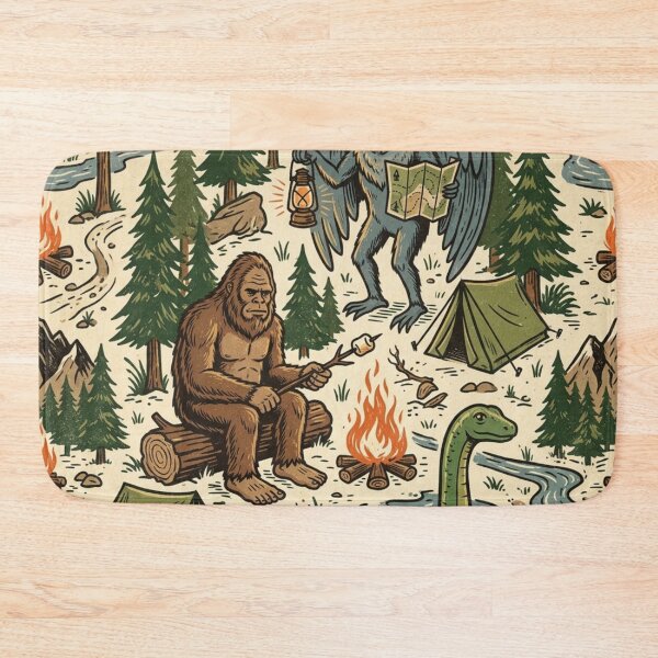 Item preview, Funny Bigfoot & Mothman Camping Cryptid Pattern designed and sold by 0Zetgest.