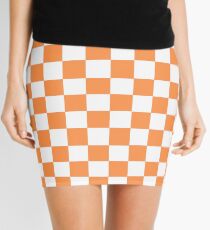 Orange And White Checkered Print Mini Skirt