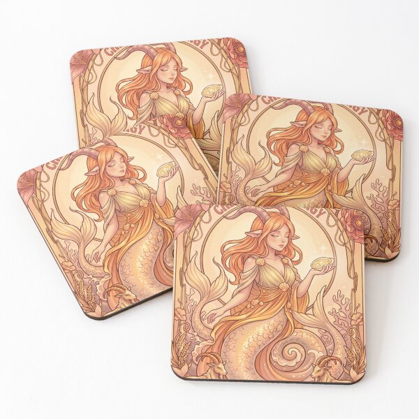 Item preview, Capricorn Energy Anime Mermaid Goddess – Zodiac Astrology Celestial Horoscope Wall Art Print designed and sold by RSDigitalPrintDesign.
