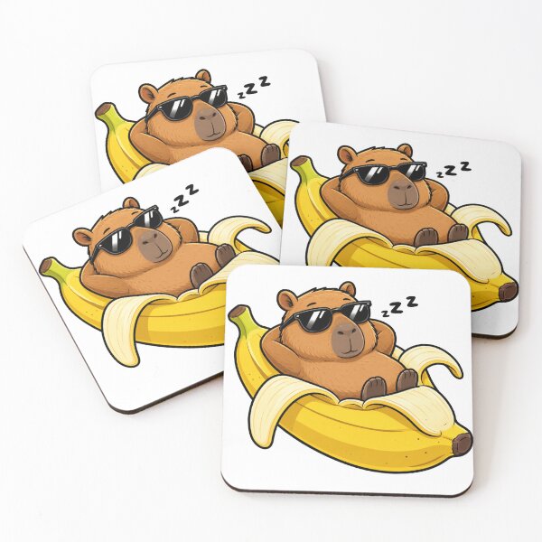 Item preview, Cool Capybara Banana Boat Funny Lazy Sunglasses Meme designed and sold by Uniqueauraaprints.