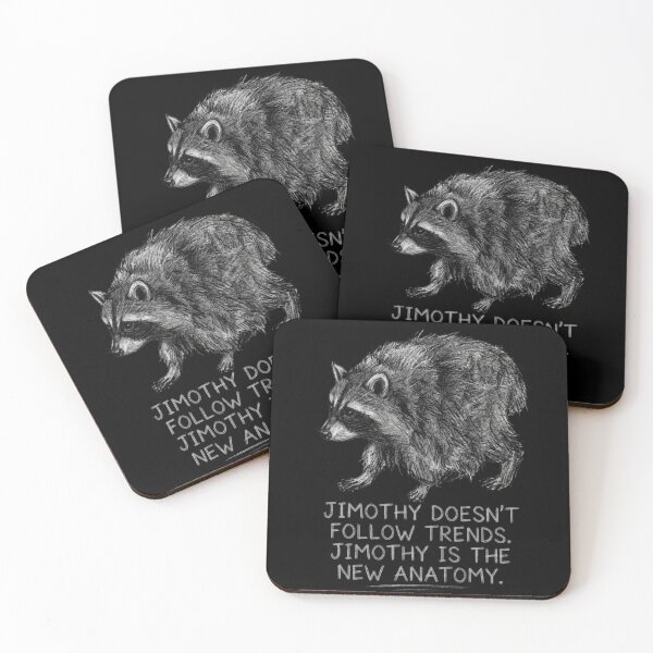 Item preview, Jimothy Doesn't Follow Trends Funny Raccoon Meme Quote Sketch Art Print designed and sold by thoughtswear.