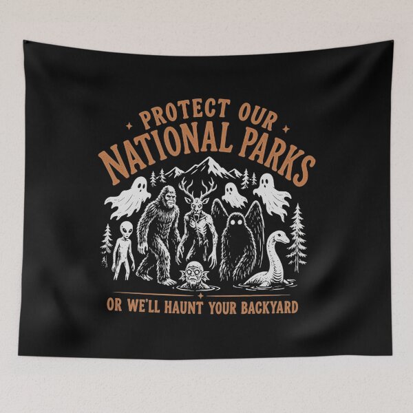 Item preview, Protect Our National Parks, Halloween Cryptid, Bigfoot Mothman Cryptid Outdoor Nature designed and sold by oddbrick-parade.