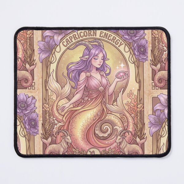 Item preview, Capricorn Energy Anime Mermaid Goddess – Zodiac Astrology Celestial Horoscope Wall Art Print designed and sold by RSDigitalPrintDesign.