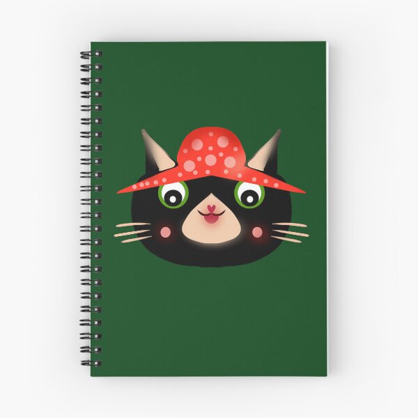 Item preview, Cute Black Cat in Mushroom Hat | Whimsical Cottagecore Kitty | Hand Drawn Woodland Illustration designed and sold by HopeAndHustle.