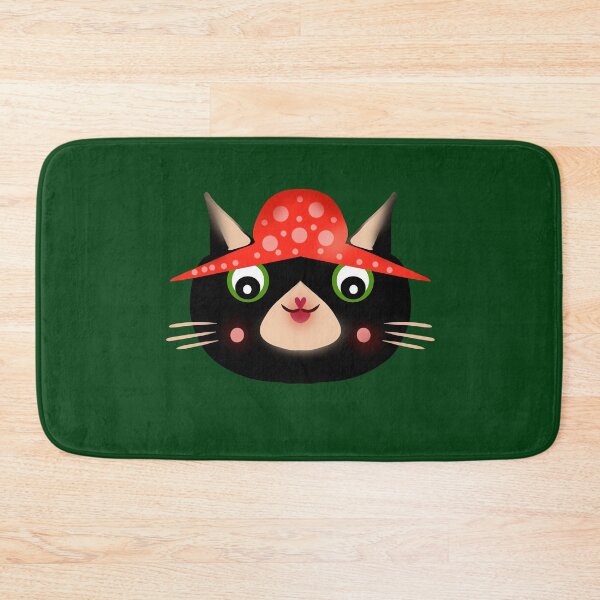 Item preview, Cute Black Cat in Mushroom Hat | Whimsical Cottagecore Kitty | Hand Drawn Woodland Illustration designed and sold by HopeAndHustle.
