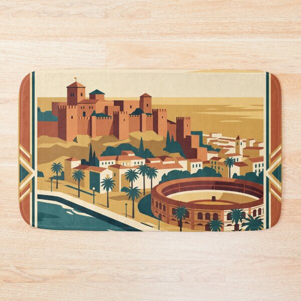 Item preview, Malaga Spain Vintage Travel Poster designed and sold by Bomax121.