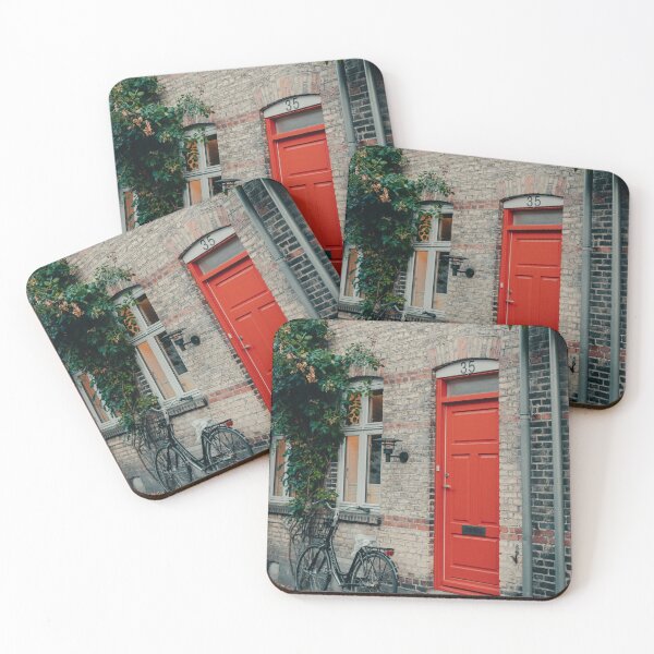 Item preview, Vintage Red Door and Bicycle at Number 35 designed and sold by asun5.