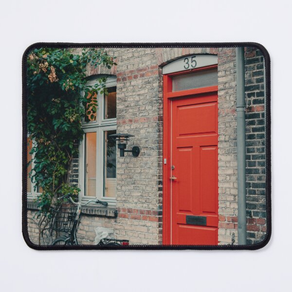 Item preview, Vintage Red Door and Bicycle at Number 35 designed and sold by asun5.