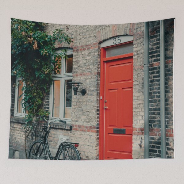 Item preview, Vintage Red Door and Bicycle at Number 35 designed and sold by asun5.
