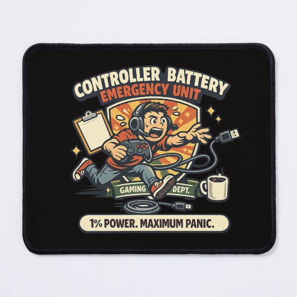 Item preview, Controller Battery Emergency Unit – 1% Power Maximum Panic designed and sold by Concrete Coffee Studio.