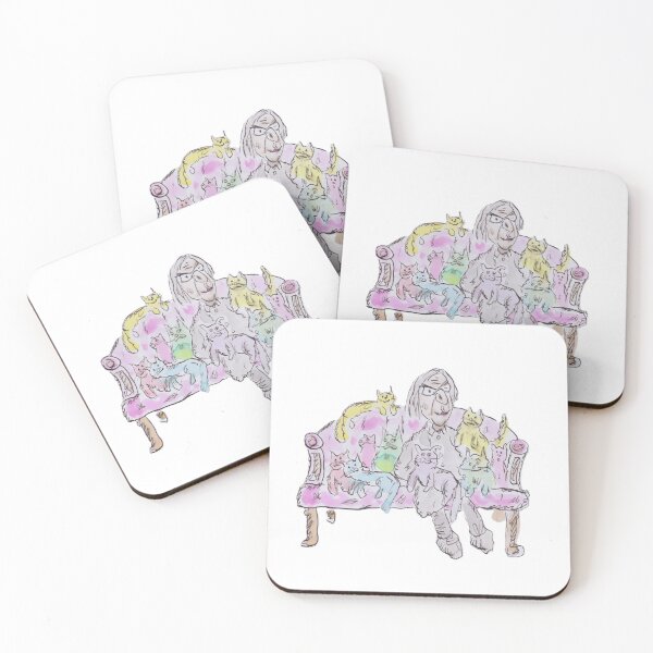 Item preview, Mad cat lady sitting with her many cats designed and sold by Inky Fingers Illustrations.
