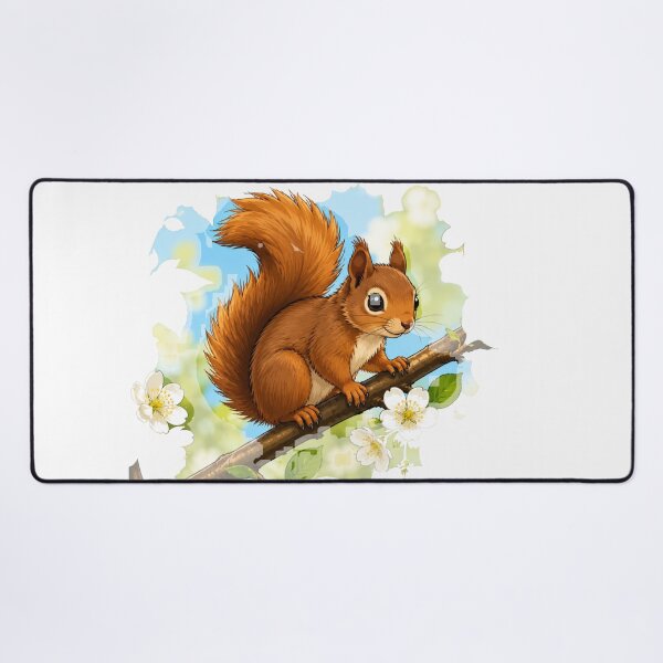 Item preview, Charming Illustrated Red Squirrel on Flowering Branch designed and sold by BLUESKY11a.