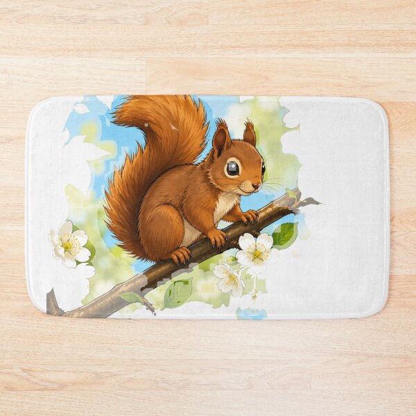 Item preview, Charming Illustrated Red Squirrel on Flowering Branch designed and sold by BLUESKY11a.