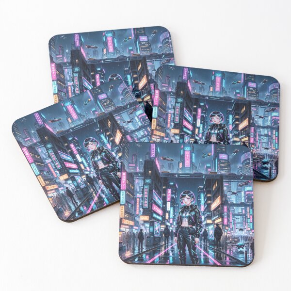Item preview, Cyberpunk Anime Girl in Neon City designed and sold by AnnArtshock.
