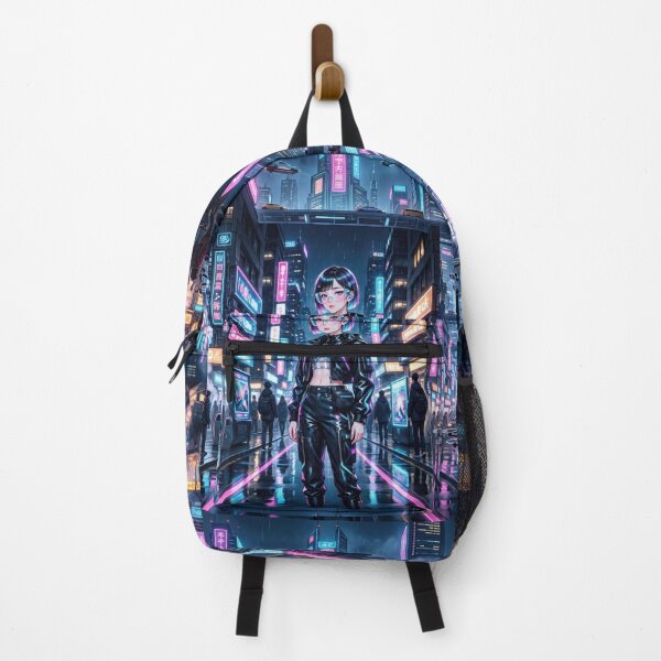 Item preview, Cyberpunk Anime Girl in Neon City designed and sold by AnnArtshock.