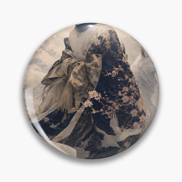 Item preview, Japanese Crane Through Mist – Ethereal Kimono Woman Wall Art | Mystical Wabi-Sabi Japanese Aesthetic Illustration designed and sold by UkiyoeFusion.
