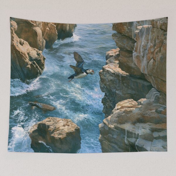 Item preview, A Puffin returning to cliff nests with fish, Birds in Motion designed and sold by CDC40.