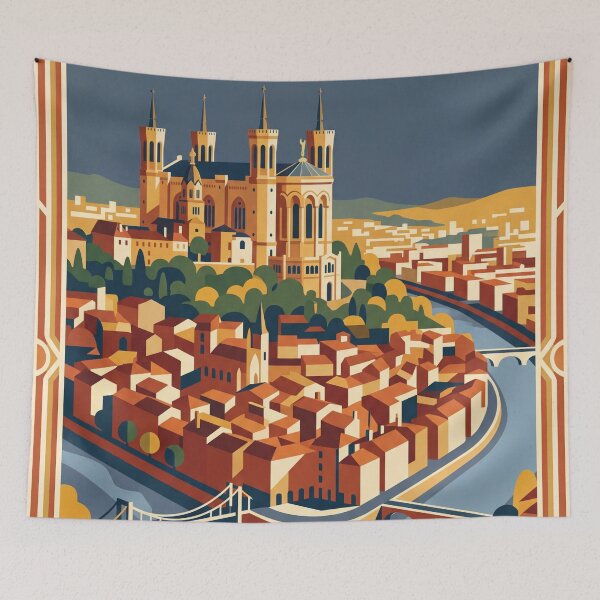Item preview, Lyon France Vintage Travel Poster designed and sold by Bomax121.