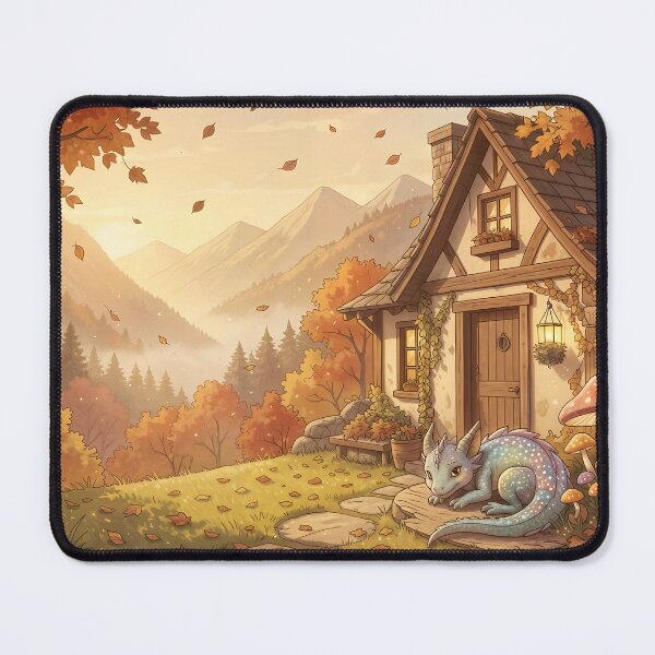 Item preview, Baby Dragon & Quaint Cottage in an Enchanted Woodland designed and sold by Fanta-sticky.
