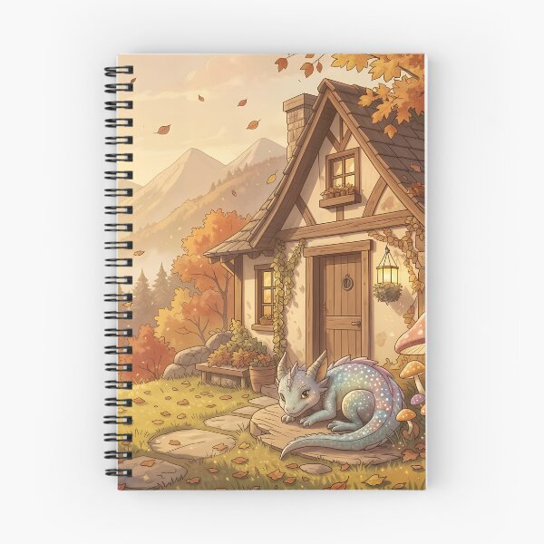 Item preview, Baby Dragon & Quaint Cottage in an Enchanted Woodland designed and sold by Fanta-sticky.